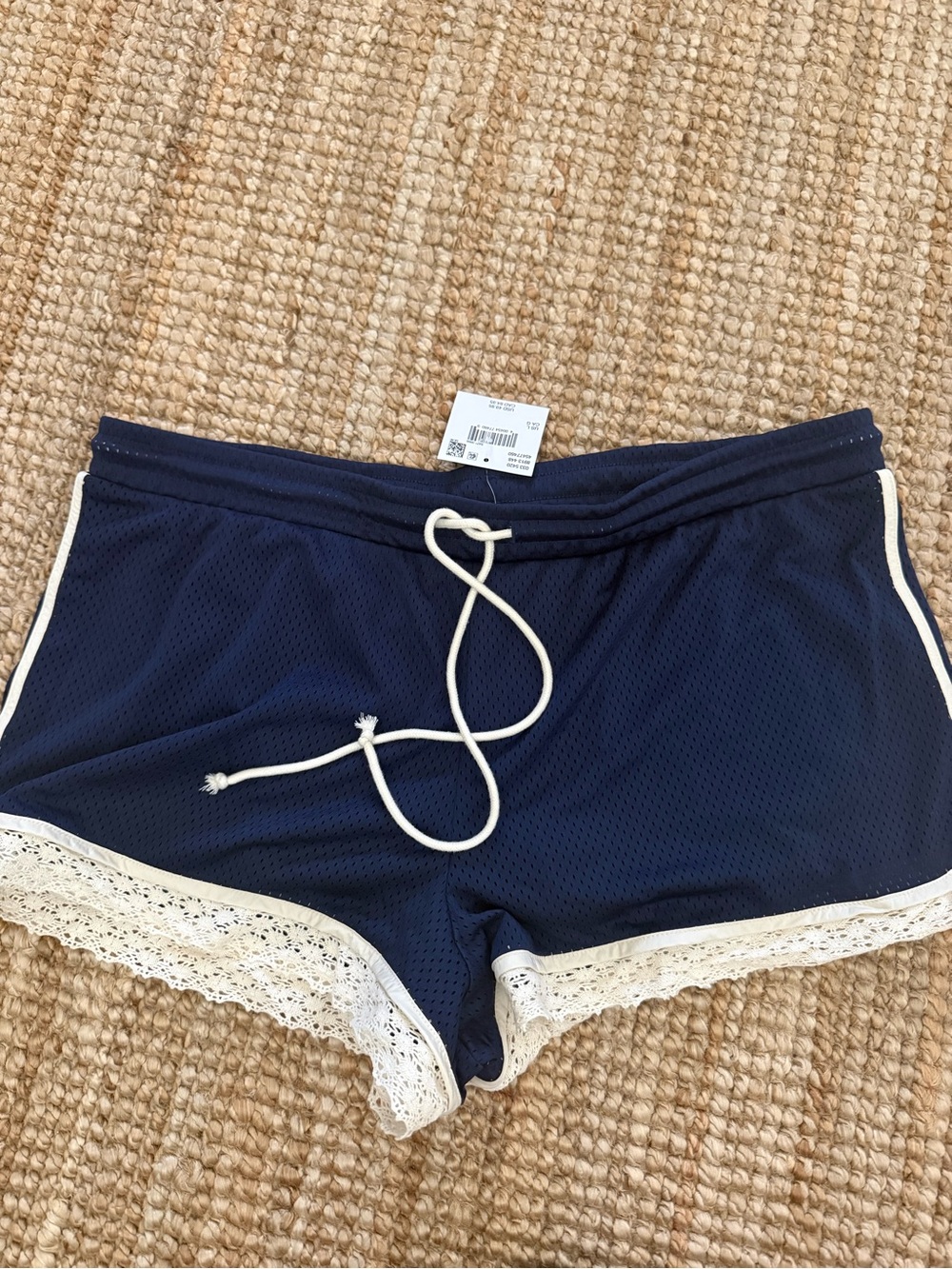 American Eagle Outfitters Navy Athletic Shorts with Cream Trim